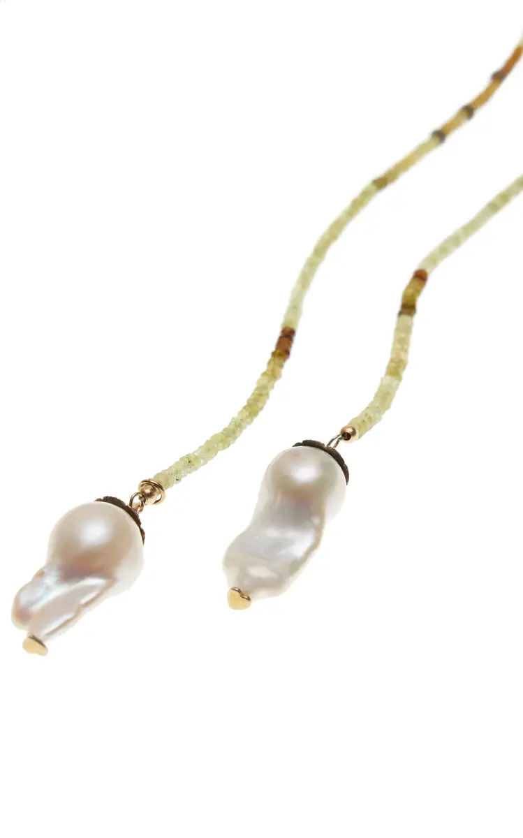 Joie DiGiovanni Green Grossolar 14K Yellow Gold Garnet Diamond Pearl Necklace | Thumbnail 3