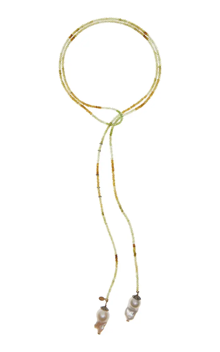 Joie DiGiovanni Green Grossolar 14K Yellow Gold Garnet Diamond Pearl Necklace | Thumbnail 4