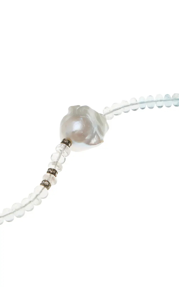 Joie DiGiovanni Ice Ombre 18K Yellow Gold Aquamarine Diamond Pearl Necklace | Thumbnail 3