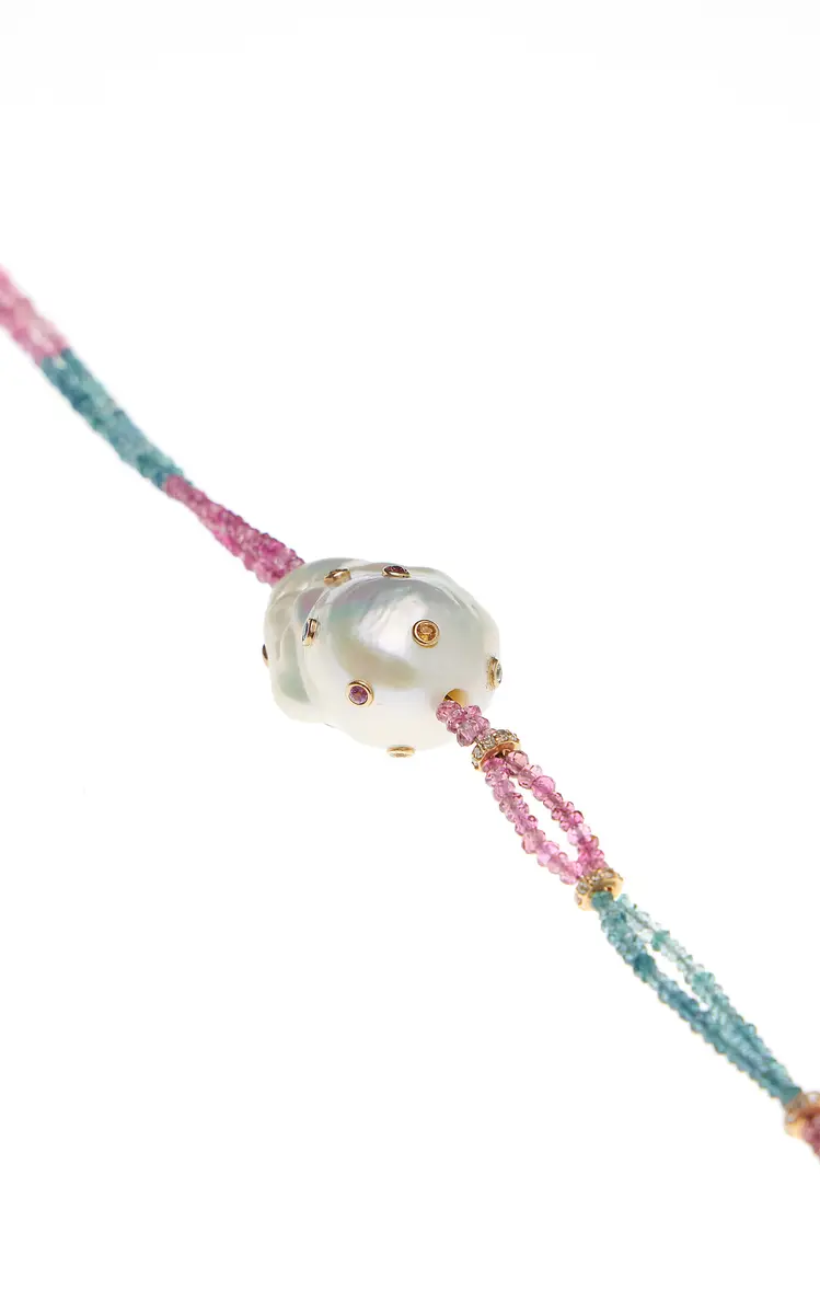 Joie DiGiovanni 18K Yellow Gold Tourmaline Diamond SapphirePearl Necklace | Thumbnail 3