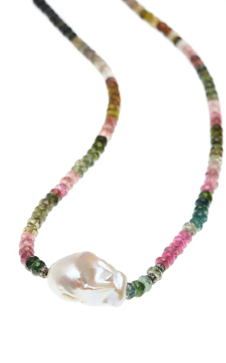Joie DiGiovanni Water Color 18K Yellow Gold Tourmaline Diamond Pearl Necklace | Thumbnail 3