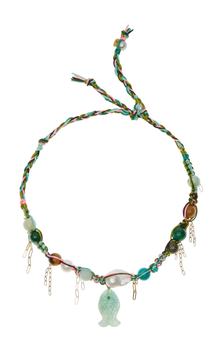 Joie DiGiovanni Tropical Neon 18K Yellow Gold Amazonite Necklace