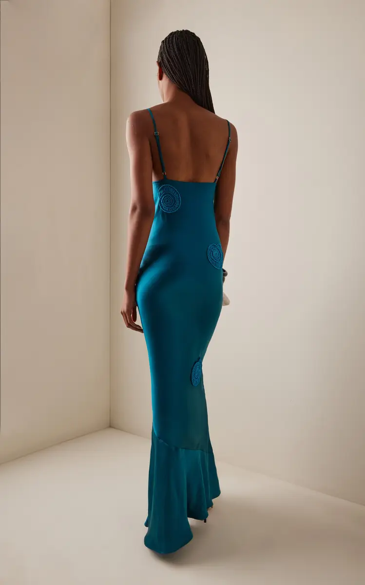 Nia Thomas Exclusive Aurelia Hand-Crocheted Silk-Charmeuse Maxi Slip Dress | Thumbnail 4 Nia Thomas Exclusive Aurelia Hand-Crocheted Silk-Charmeuse Maxi Slip Dress | Thumbnail 4