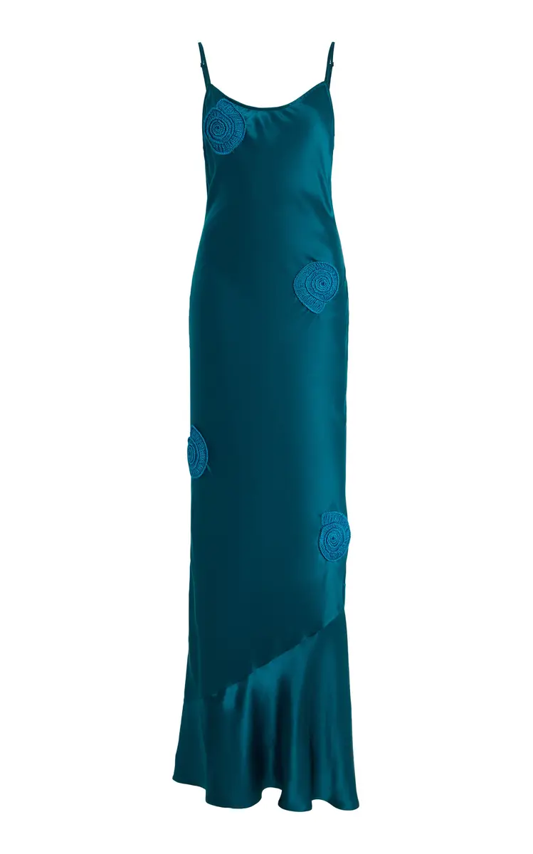 Exclusive Aurelia Hand-Crocheted Silk-Charmeuse Maxi Slip Dress Exclusive Aurelia Hand-Crocheted Silk-Charmeuse Maxi Slip Dress