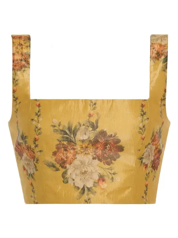 Agua by Agua Bendita Amanda Floral Taffeta Cropped Top