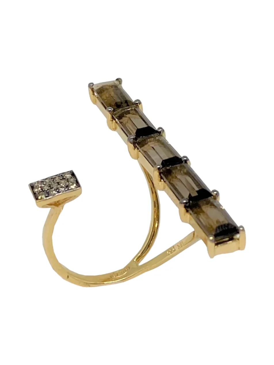 Brown Diamond Smoky Quartz Diamond Ring