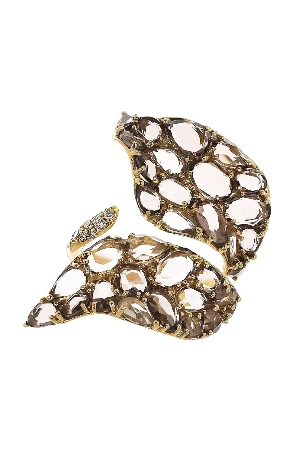 STEFERE Brown Quartz Diamond Open Ring