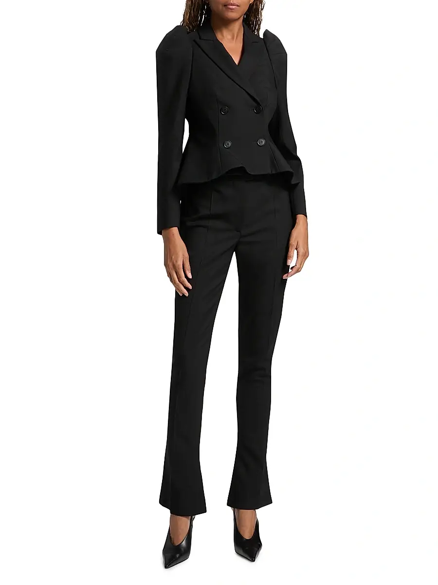 Alexander McQueen Women's Stretch Wool Straight-Leg Flare Trousers | Thumbnail 2 Alexander McQueen Women's Stretch Wool Straight-Leg Flare Trousers | Thumbnail 2