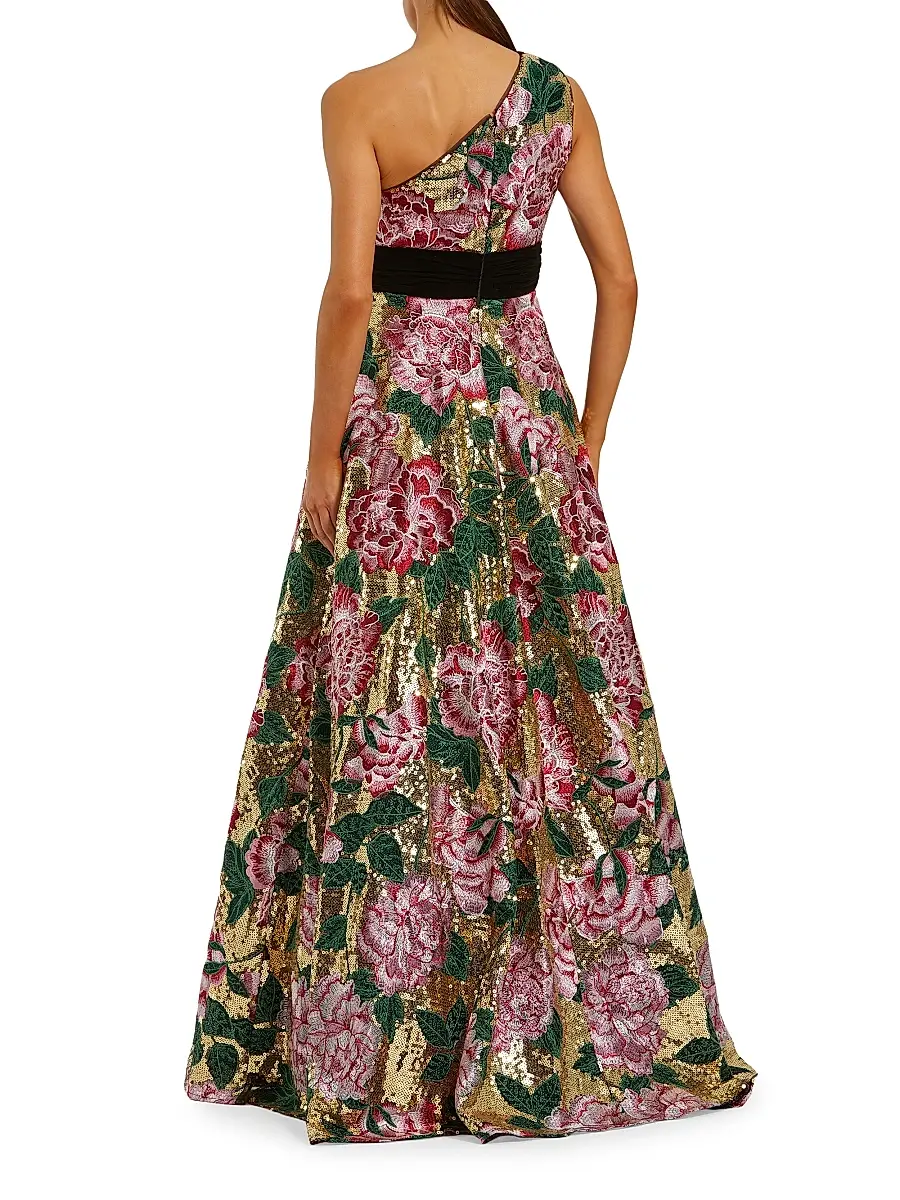 Mac Duggal Women's Velvet Bow One-Shoulder Sequin Ballgown | Thumbnail 2 Mac Duggal Women's Velvet Bow One-Shoulder Sequin Ballgown | Thumbnail 2
