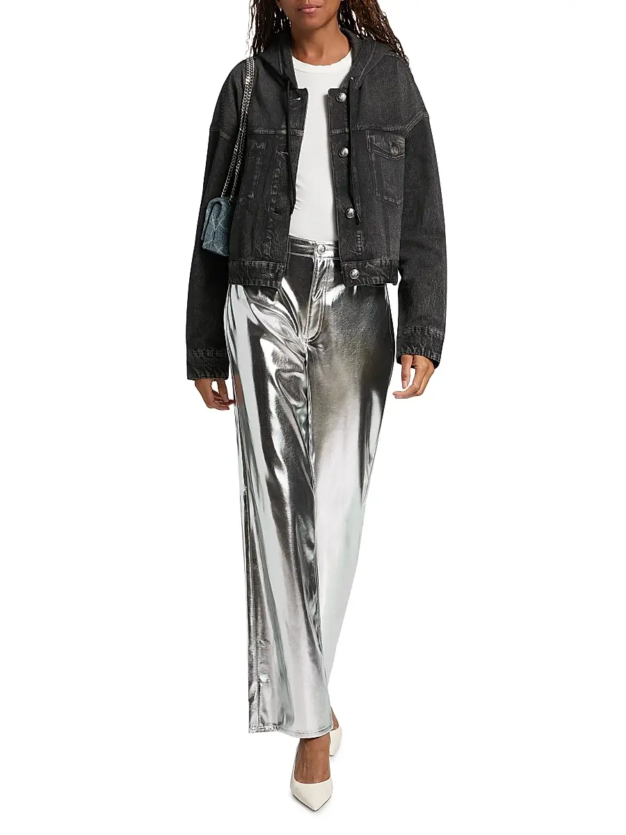 rag & bone Women's Logan Metallic Faux Leather High-Rise Wide-Leg Pants | Thumbnail 2 rag & bone Women's Logan Metallic Faux Leather High-Rise Wide-Leg Pants | Thumbnail 2