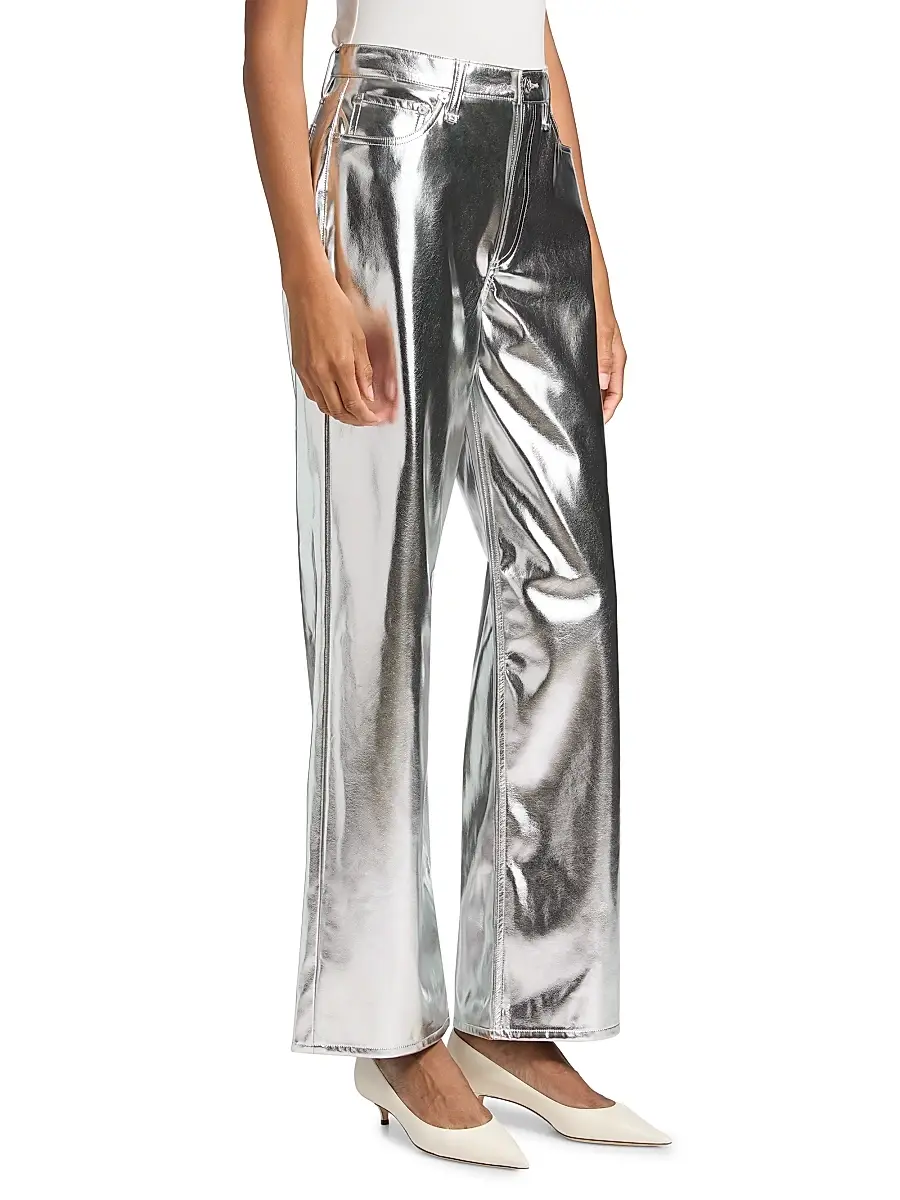 rag & bone Women's Logan Metallic Faux Leather High-Rise Wide-Leg Pants | Thumbnail 4 rag & bone Women's Logan Metallic Faux Leather High-Rise Wide-Leg Pants | Thumbnail 4