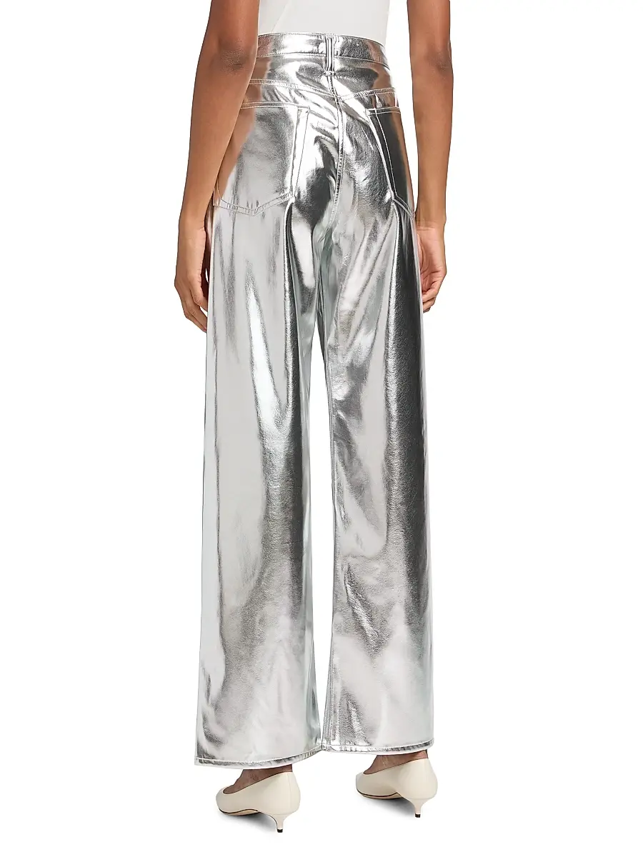 rag & bone Women's Logan Metallic Faux Leather High-Rise Wide-Leg Pants | Thumbnail 5 rag & bone Women's Logan Metallic Faux Leather High-Rise Wide-Leg Pants | Thumbnail 5