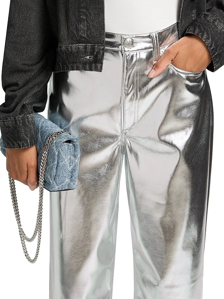 rag & bone Women's Logan Metallic Faux Leather High-Rise Wide-Leg Pants | Thumbnail 6 rag & bone Women's Logan Metallic Faux Leather High-Rise Wide-Leg Pants | Thumbnail 6