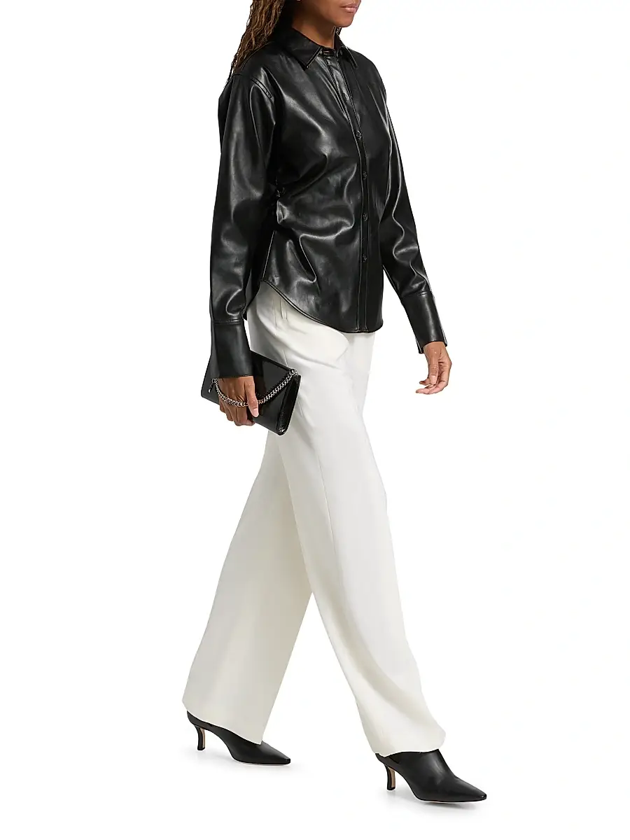 rag & bone Women's Leah Faux-Leather Button-Front Shirt | Thumbnail 2 rag & bone Women's Leah Faux-Leather Button-Front Shirt | Thumbnail 2