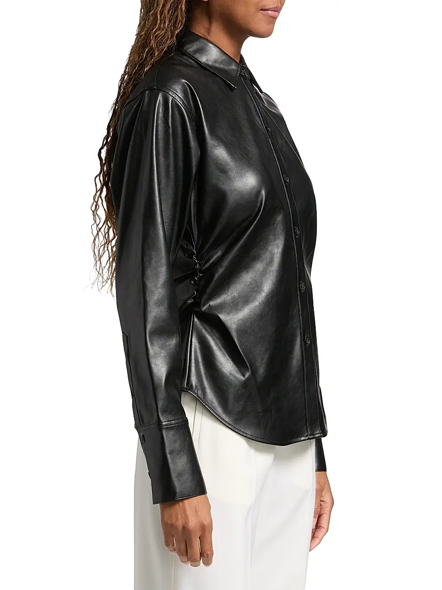 rag & bone Women's Leah Faux-Leather Button-Front Shirt | Thumbnail 4 rag & bone Women's Leah Faux-Leather Button-Front Shirt | Thumbnail 4