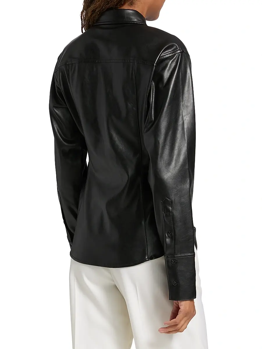 rag & bone Women's Leah Faux-Leather Button-Front Shirt | Thumbnail 5 rag & bone Women's Leah Faux-Leather Button-Front Shirt | Thumbnail 5