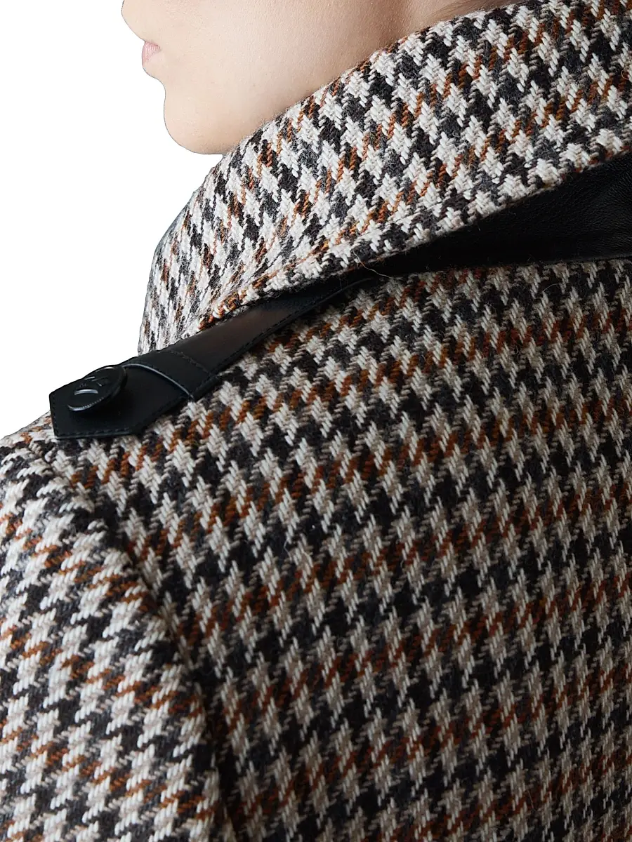 Mackage Women's Elodie Tailored Houndstooth Wool Maxi Coat - Earth Brown Multi | Thumbnail 5