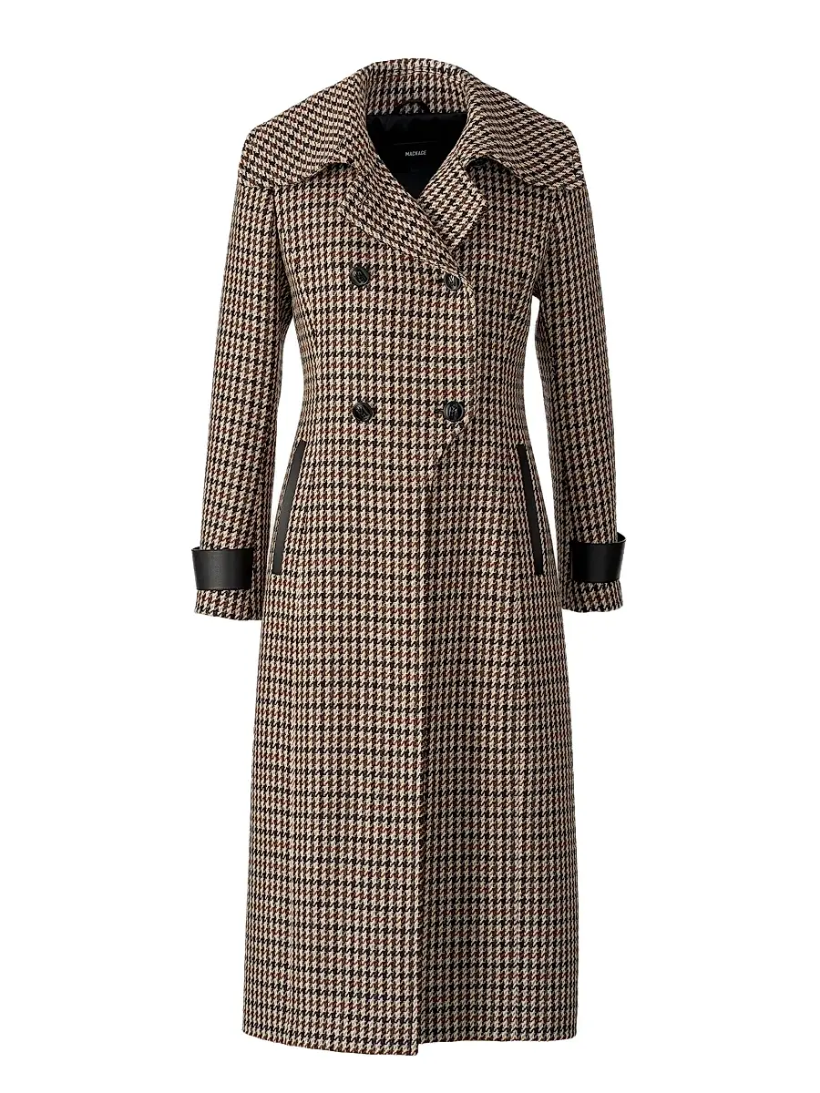 Mackage Women's Elodie Tailored Houndstooth Wool Maxi Coat - Earth Brown Multi | Image 1 Mackage Women's Elodie Tailored Houndstooth Wool Maxi Coat - Earth Brown Multi | Image 1