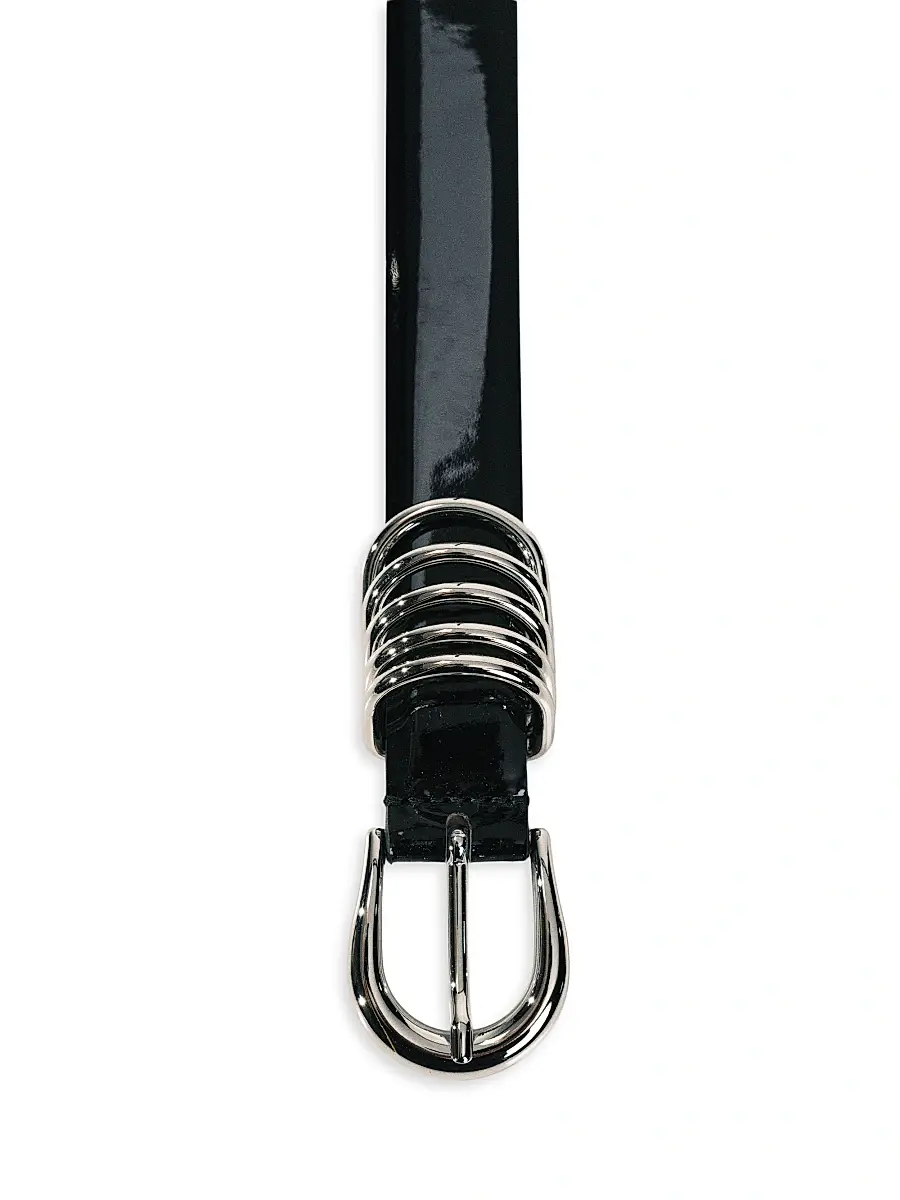 Déhanche Women's Hollyhock Lacquer Leather Belt - Black And Silver | Thumbnail 3