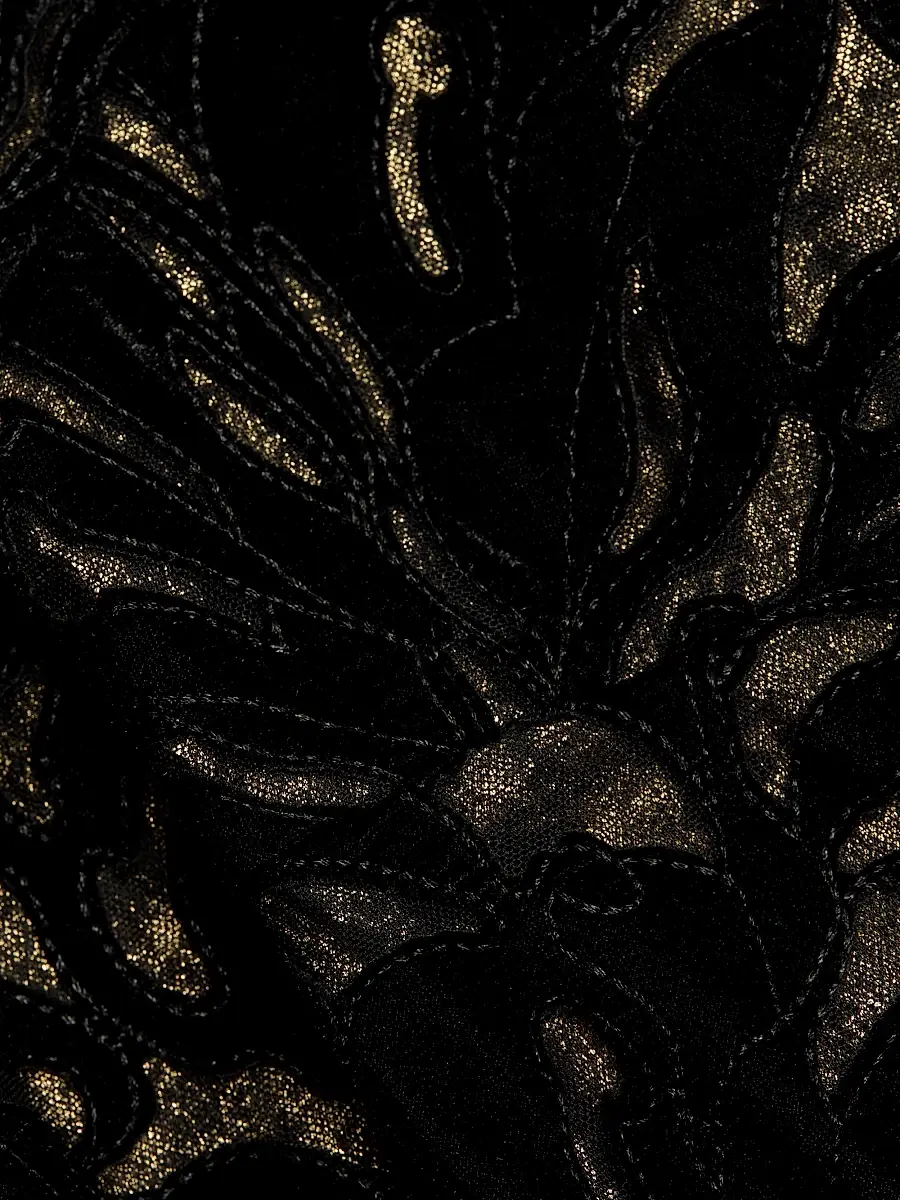 THEIA Women's Velvet Lace Fit & Flare Gown - Black Gold | Thumbnail 7