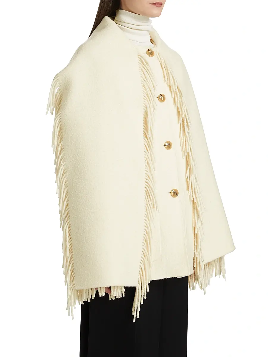 TOTEME Women's Fringed Scarf Wool-Blend Jacket | Thumbnail 4