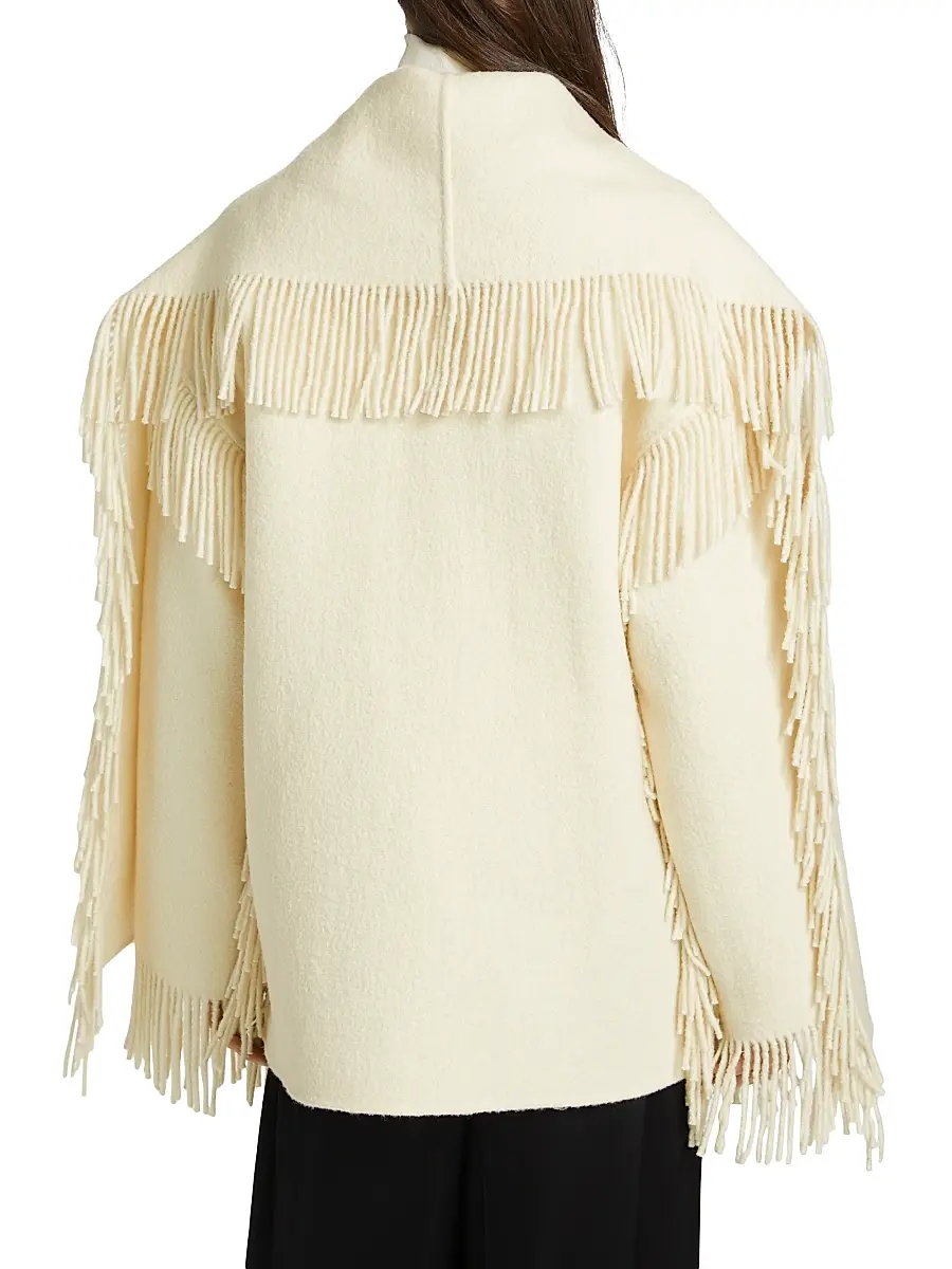 TOTEME Women's Fringed Scarf Wool-Blend Jacket | Thumbnail 5
