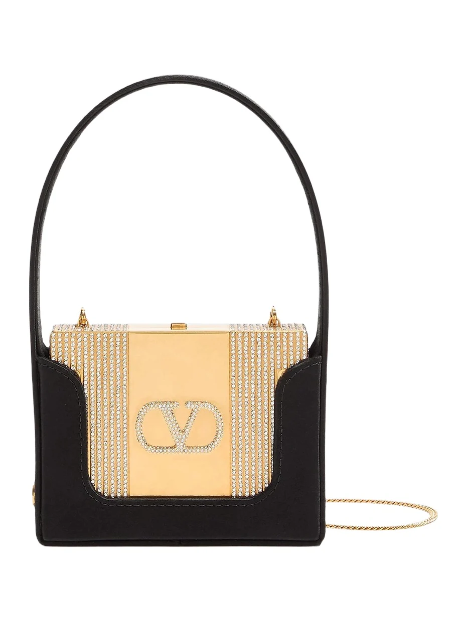 Women's Minaumorphe Minaudière Clutch in Metal with Swarovski Crystals - Antique Brass Black Women's Minaumorphe Minaudière Clutch in Metal with Swarovski Crystals - Antique Brass Black