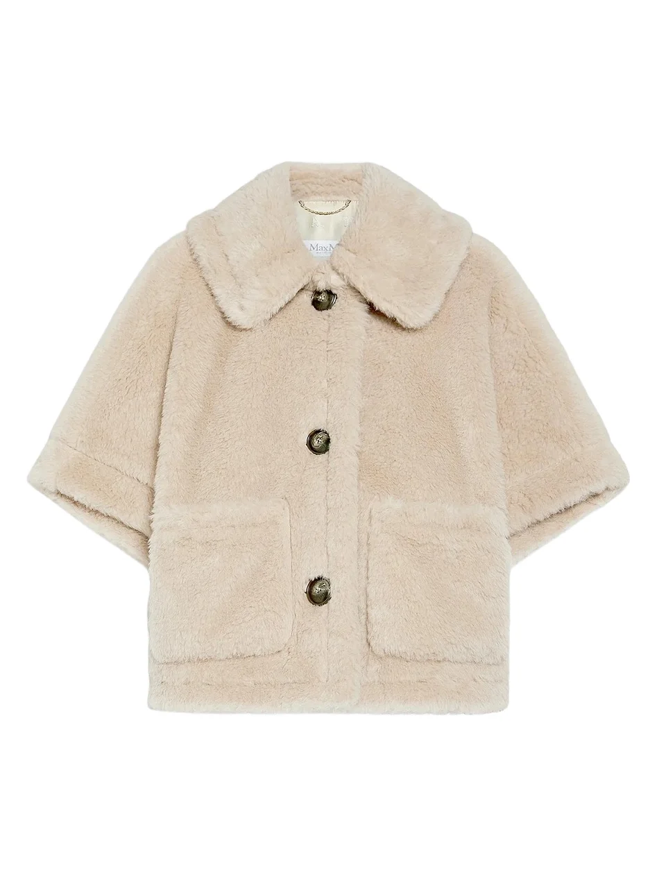 Women's Cape in Alpaca and Wool Teddy Fabric Women's Cape in Alpaca and Wool Teddy Fabric