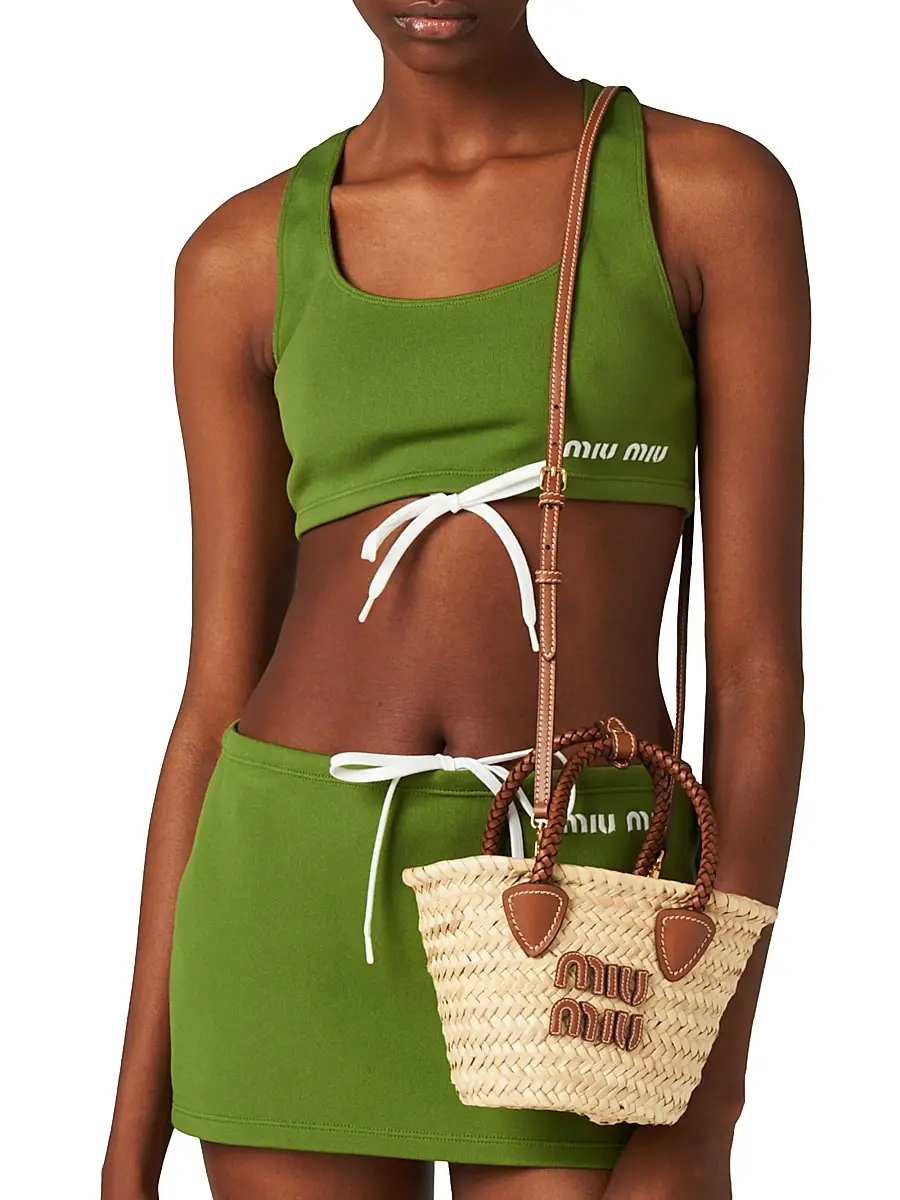 Miu Miu Women's Woven Fabric Top Handle Bag | Thumbnail 2