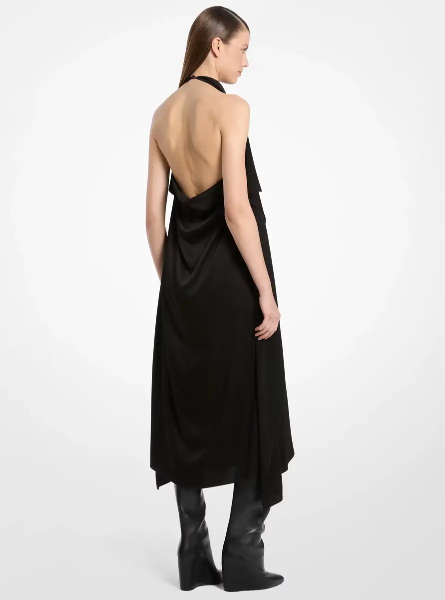 Michael Kors Collection Charmeuse Scarf Halter Dress in Black | Thumbnail 6