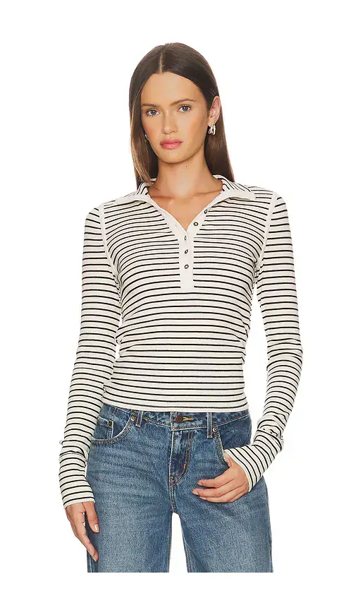Free People x We The Free Lake Henley Stripe In Tea Combo | Image 1 Free People x We The Free Lake Henley Stripe In Tea Combo | Image 1