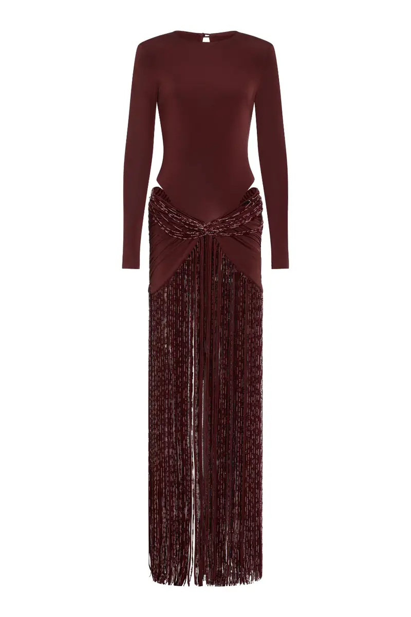 PatBo TAFFETA TARSILA FRINGE MAXI DRESS (RUNWAY) | Thumbnail 2 PatBo TAFFETA TARSILA FRINGE MAXI DRESS (RUNWAY) | Thumbnail 2
