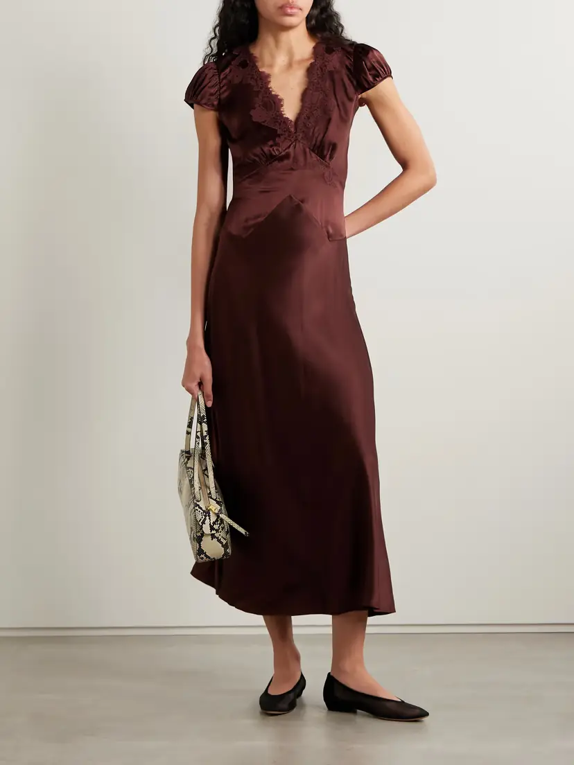 DÔEN Coraline Corded Lace-trimmed Silk-satin Maxi Dress | Thumbnail 2 DÔEN Coraline Corded Lace-trimmed Silk-satin Maxi Dress | Thumbnail 2