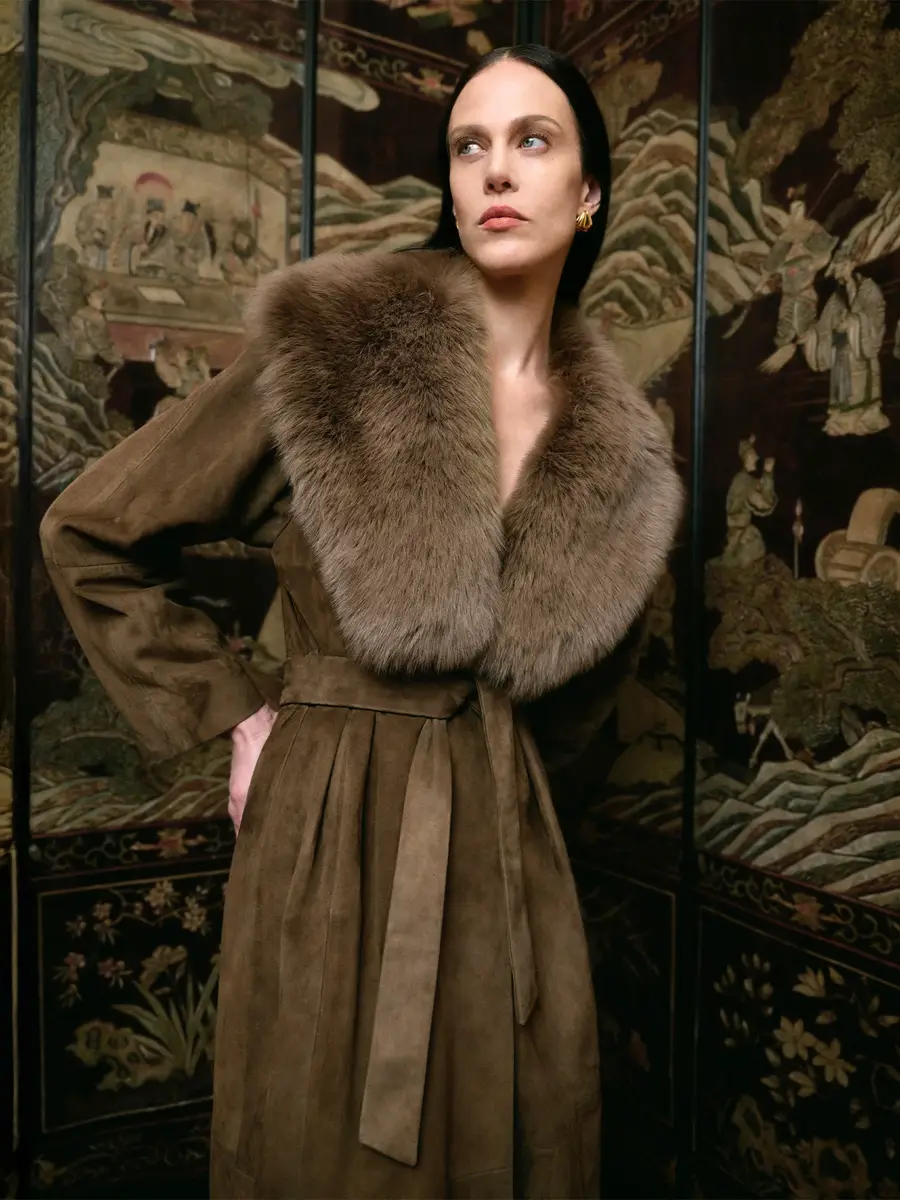 Nour Hammour Briona Suede Coat | Thumbnail 2