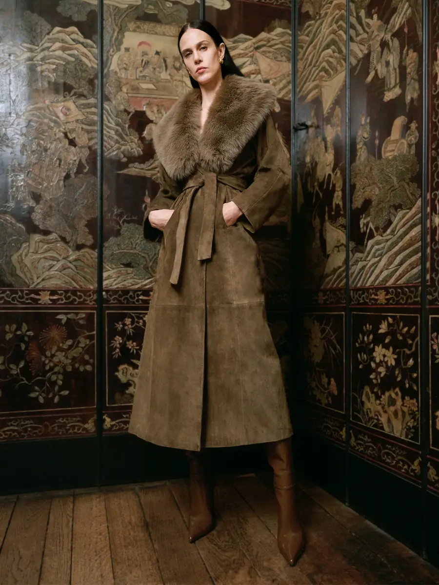 Nour Hammour Briona Suede Coat | Thumbnail 3