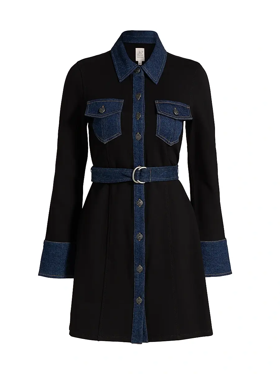 Cinq à Sept Women's Aliza Denim-Trimmed Minidress - Black Fontaine | Image 1 Cinq à Sept Women's Aliza Denim-Trimmed Minidress - Black Fontaine | Image 1