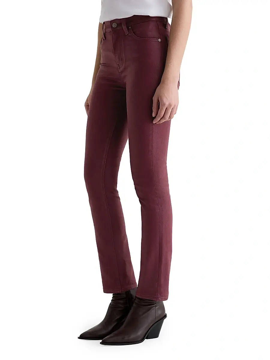 AG Jeans Women's Mari Coated Mid-Rise Slim Straight Jeans - Leatherette Winery | Thumbnail 5 AG Jeans Women's Mari Coated Mid-Rise Slim Straight Jeans - Leatherette Winery | Thumbnail 5