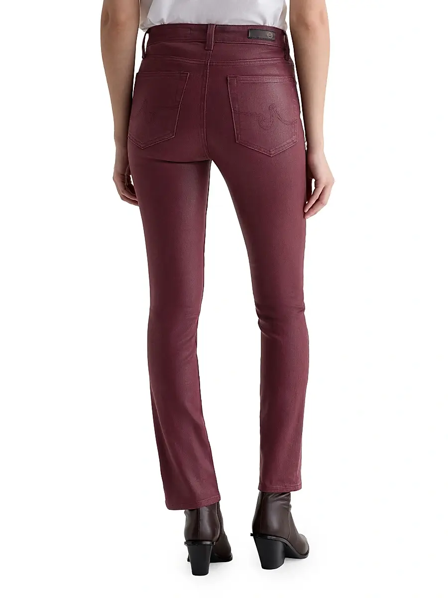 AG Jeans Women's Mari Coated Mid-Rise Slim Straight Jeans - Leatherette Winery | Thumbnail 6 AG Jeans Women's Mari Coated Mid-Rise Slim Straight Jeans - Leatherette Winery | Thumbnail 6