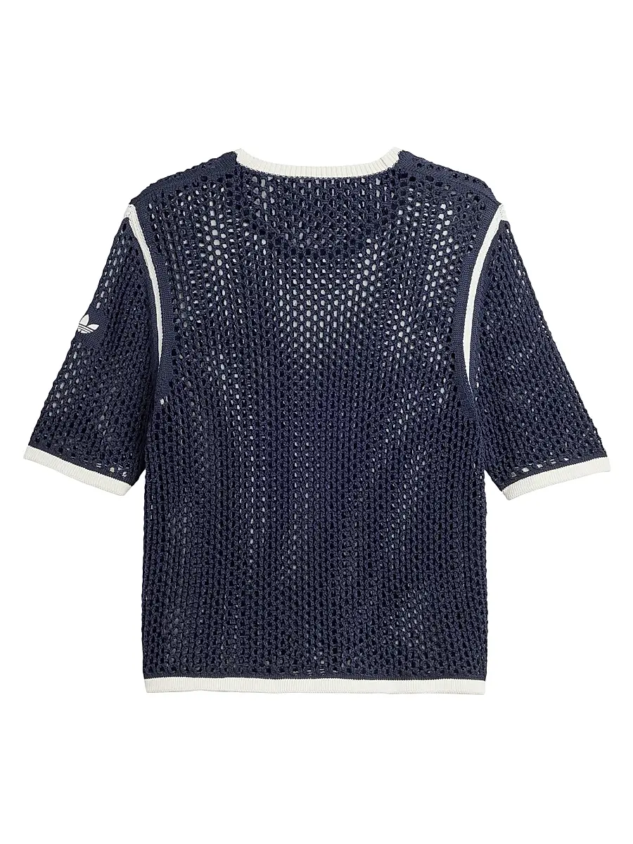 adidas Men's x Wales Bonner Web Knit T-Shirt - Wonderwhitegreenbluebird | Thumbnail 3 adidas Men's x Wales Bonner Web Knit T-Shirt - Wonderwhitegreenbluebird | Thumbnail 3
