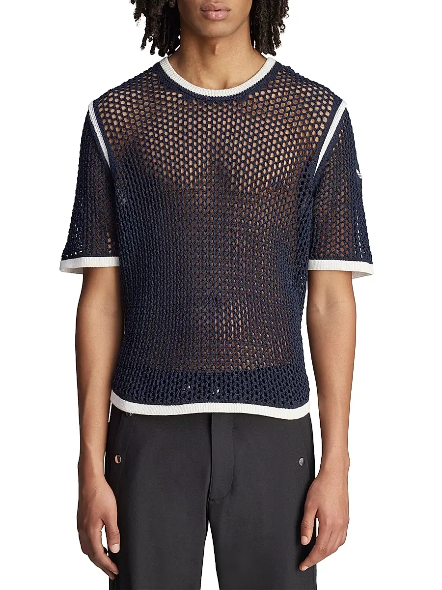 adidas Men's x Wales Bonner Web Knit T-Shirt - Wonderwhitegreenbluebird | Thumbnail 4 adidas Men's x Wales Bonner Web Knit T-Shirt - Wonderwhitegreenbluebird | Thumbnail 4