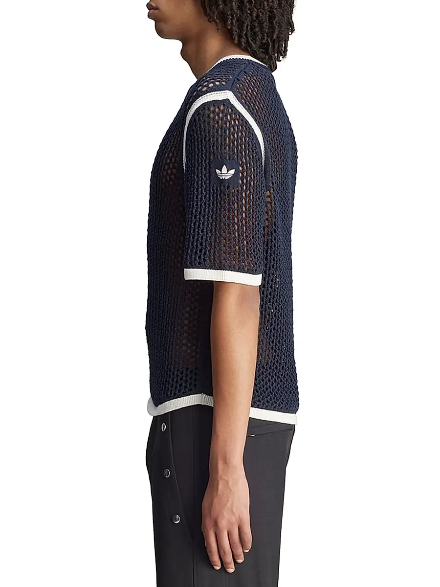 adidas Men's x Wales Bonner Web Knit T-Shirt - Wonderwhitegreenbluebird | Thumbnail 6 adidas Men's x Wales Bonner Web Knit T-Shirt - Wonderwhitegreenbluebird | Thumbnail 6