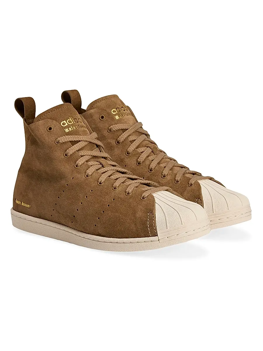 adidas Y-3 Men's adidas x Wales Bonner Superstar Hi Suede Sneakers | Thumbnail 2 adidas Y-3 Men's adidas x Wales Bonner Superstar Hi Suede Sneakers | Thumbnail 2