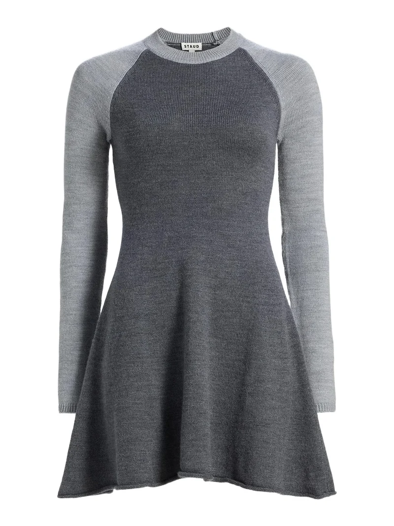 Staud Women's Anita Long-Sleeve Fit & Flare Minidress - Heather Grey Multi