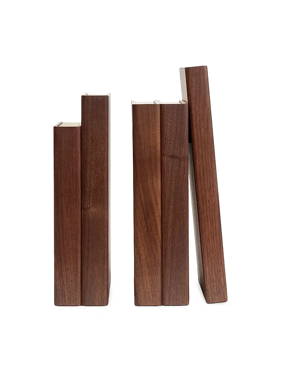 ASSOULINE Library Walnut Wood Bookends | Thumbnail 2