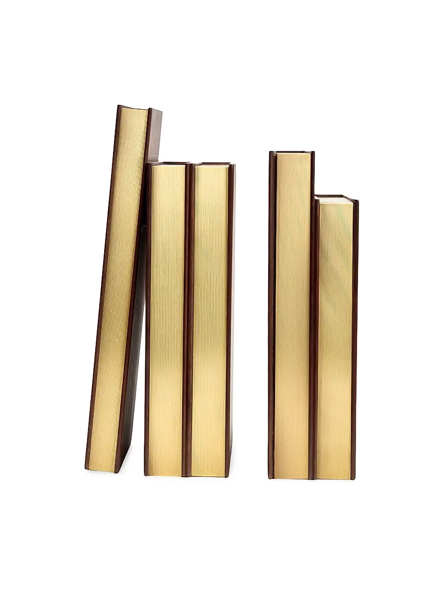 ASSOULINE Library Walnut Wood Bookends | Thumbnail 3