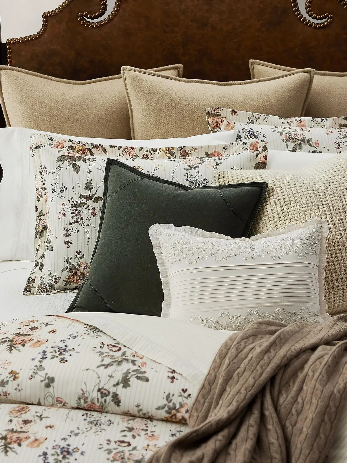 Ralph Lauren Thompson Floral Cotton Percale Duvet Cover & Sham Collection - True Cream