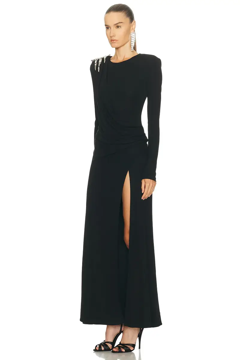 AREA Draped Long Sleeve Gown | Thumbnail 3 AREA Draped Long Sleeve Gown | Thumbnail 3