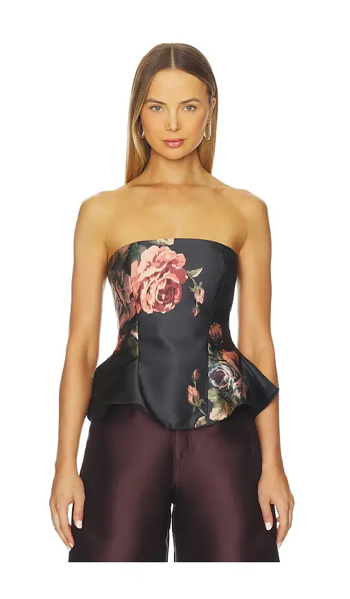 MARQUES ALMEIDA Flower Printed Strapless Top