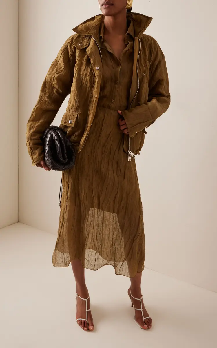 Brandon Maxwell The Harper Metallic Organza Balloon Jacket - Tan | Thumbnail 3