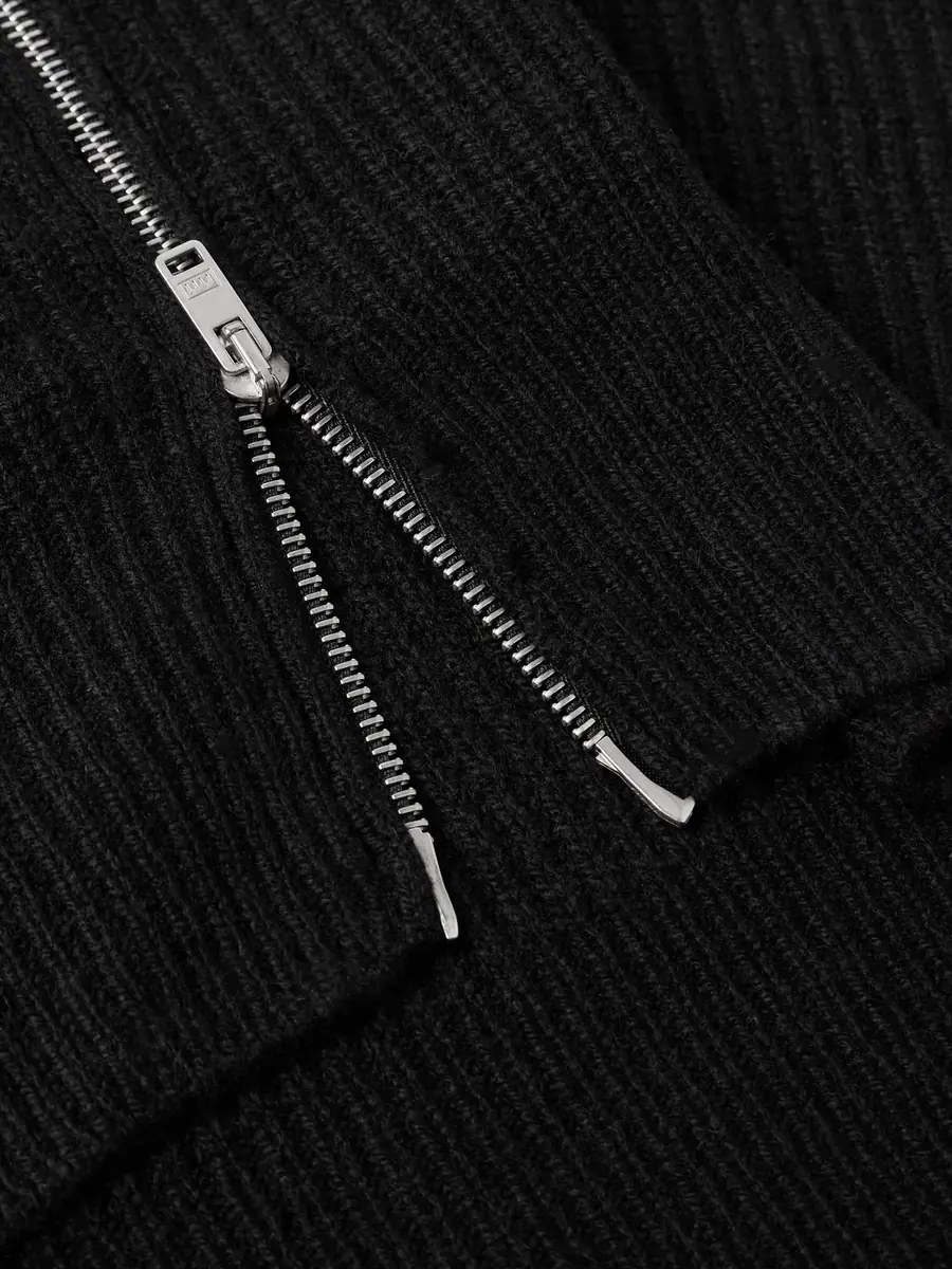John Smedley Mallam Ribbed Recycled-Cashmere and Merino Wool-Blend Zip-Up Cardigan - Men | Thumbnail 5